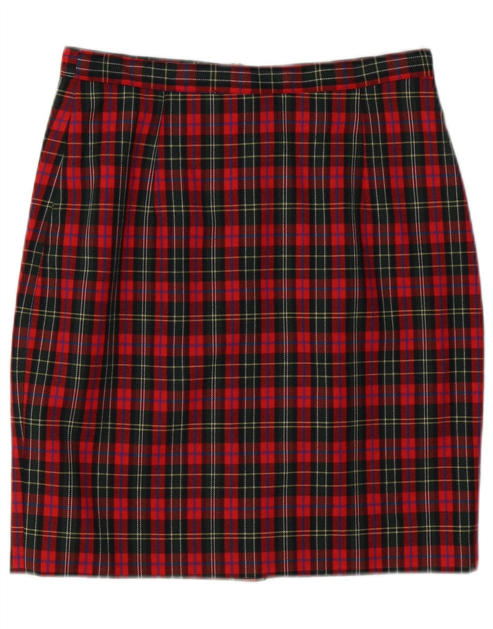 jupe crayon femme vintage IT 44 Medium W28 Red Check Virgin Wool