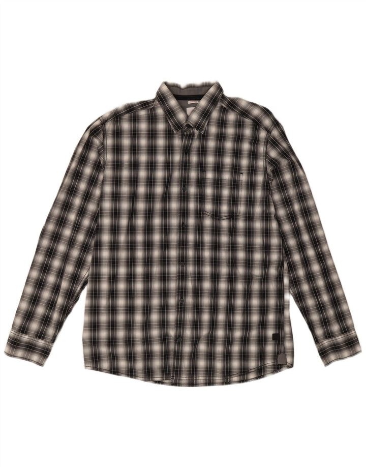S.Oliver Chemise coupe classique pour homme en coton à carreaux noirs