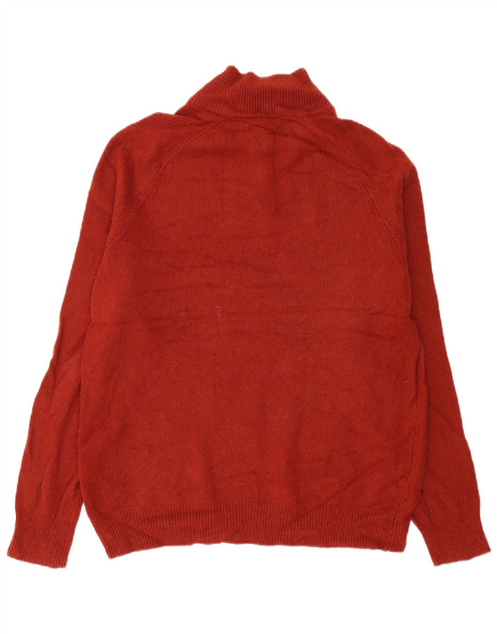 John Lewis Pull à col zippé pour homme XL en laine d'agneau rouge