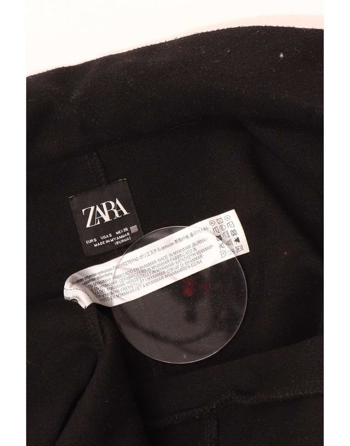 Zara Womens Open Overcoat UK 10 Small Noir Polyester