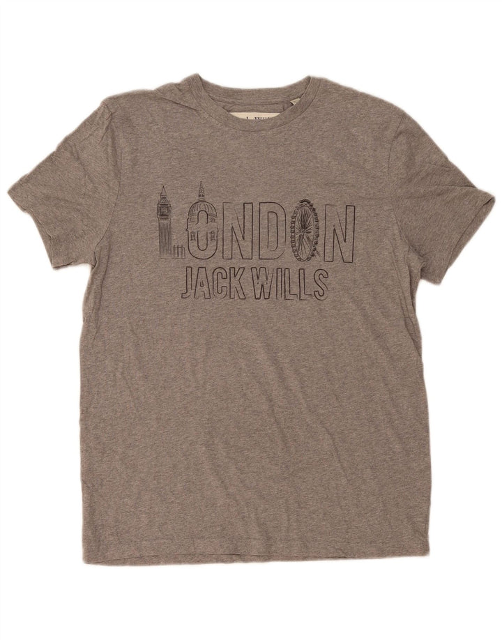 JACK WILLS T-Shirt Graphique Homme Gris Moyen Moucheté Coton