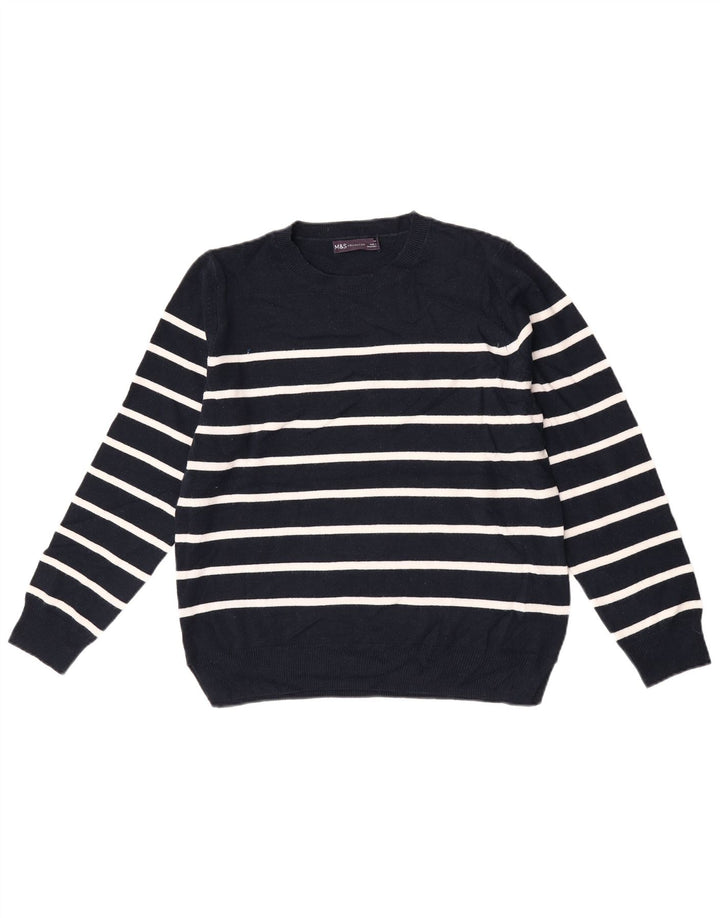 Marks & Spencer Pull à col rond pour femme UK 14 Bleu marine moyen