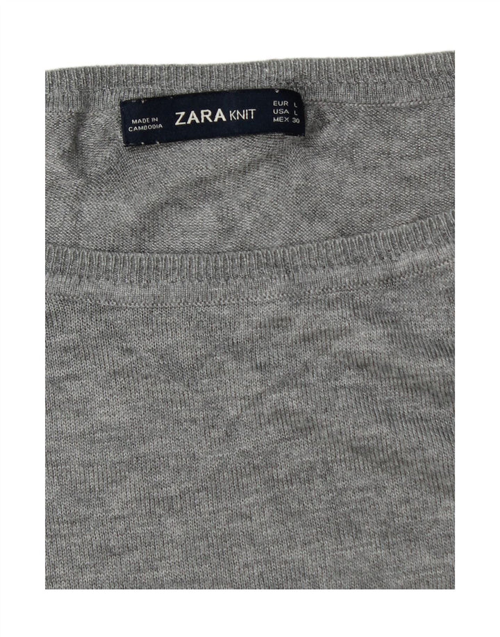 Zara Pull surdimensionné à col bateau pour femme UK 16 Large Gris