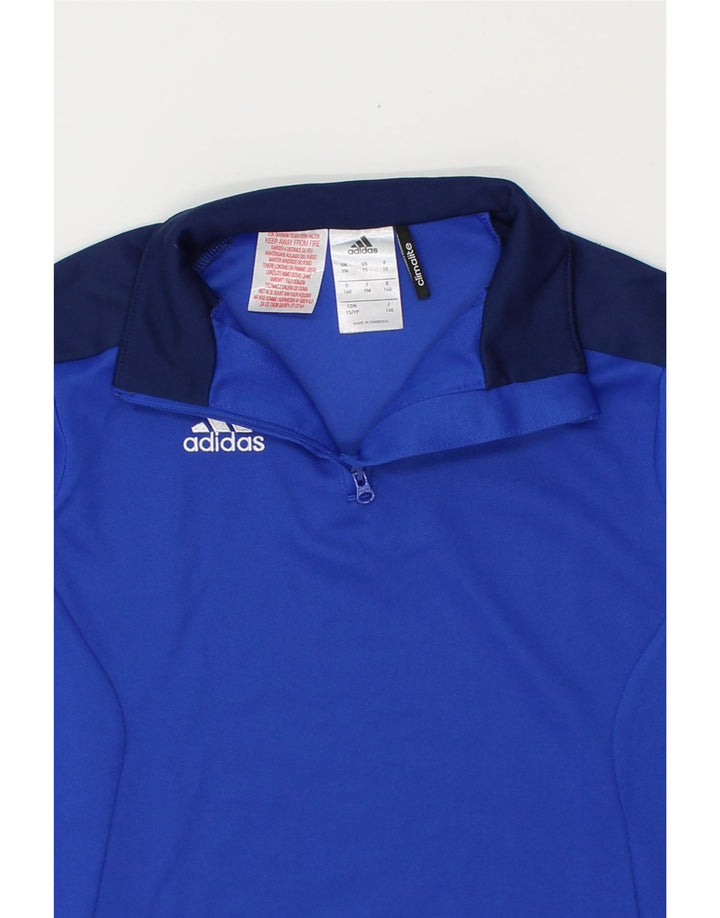 ADIDAS Boys Climalite Pullover Tracksuit Top 9-10 Years Medium Blue Vintage Adidas and Second-Hand Adidas from Messina Hembry 
