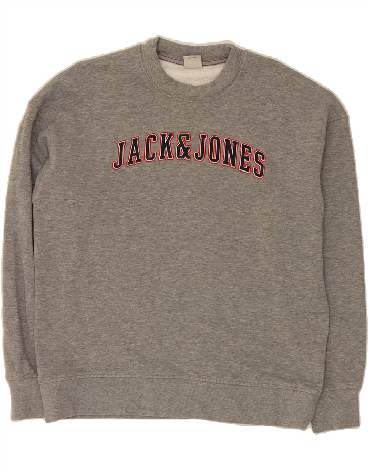 JACK & JONES Mens Graphic Sweatshirt Jumper XL Grey Cotton Vintage Jack & Jones and Second-Hand Jack & Jones from Messina Hembry 
