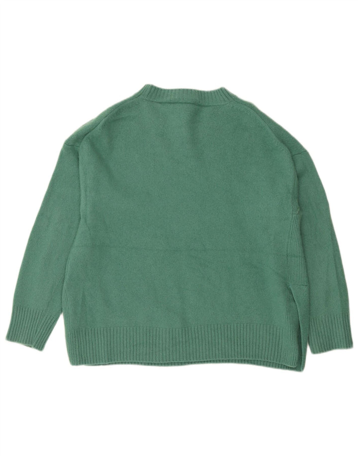 Benetton Pull Col Bateau Femme UK 16 Large Laine Verte