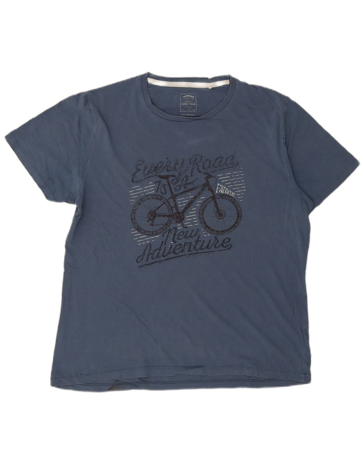 Fat Face T-Shirt Graphique Homme Grand Bleu Coton