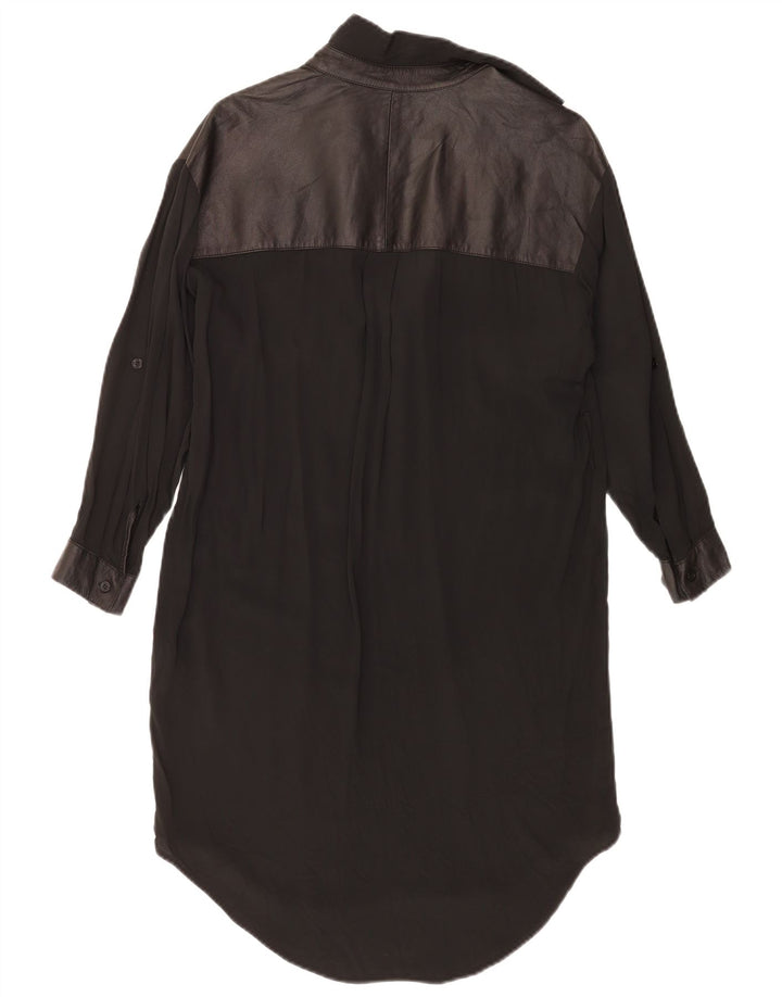 vintage Femme Robe Shift Oversize UK 14 Acétate Noir Moyen