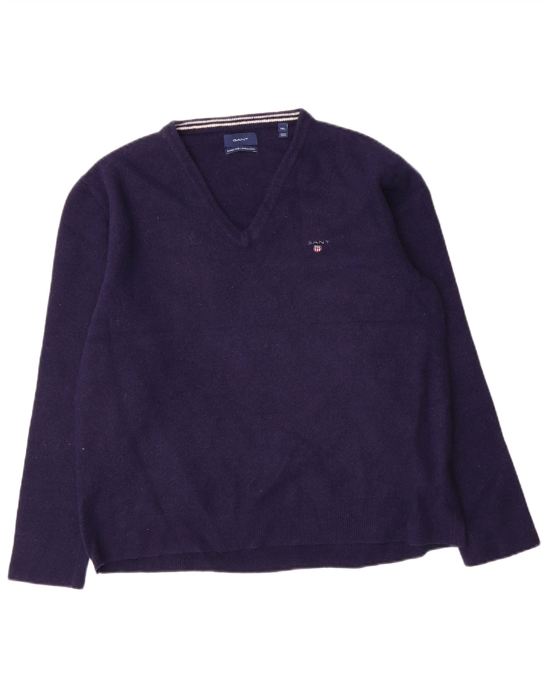 Gant Pull col V homme 2XL bleu marine laine
