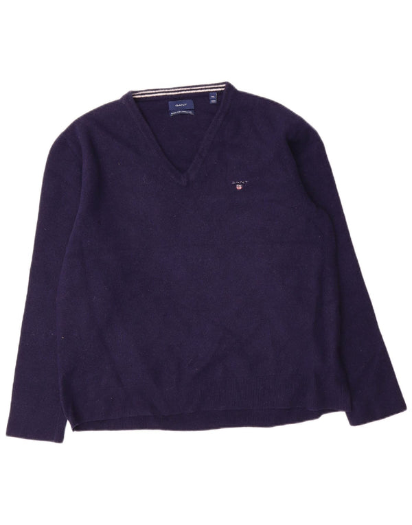 Gant Pull col V homme 2XL bleu marine laine