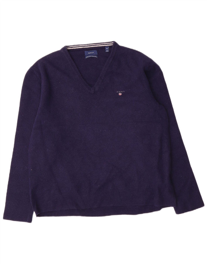 Gant Pull col V homme 2XL bleu marine laine