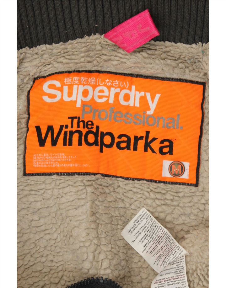 SUPERDRY Femme The Windparka Graphic Parka Jacket UK 14 Gris Moyen