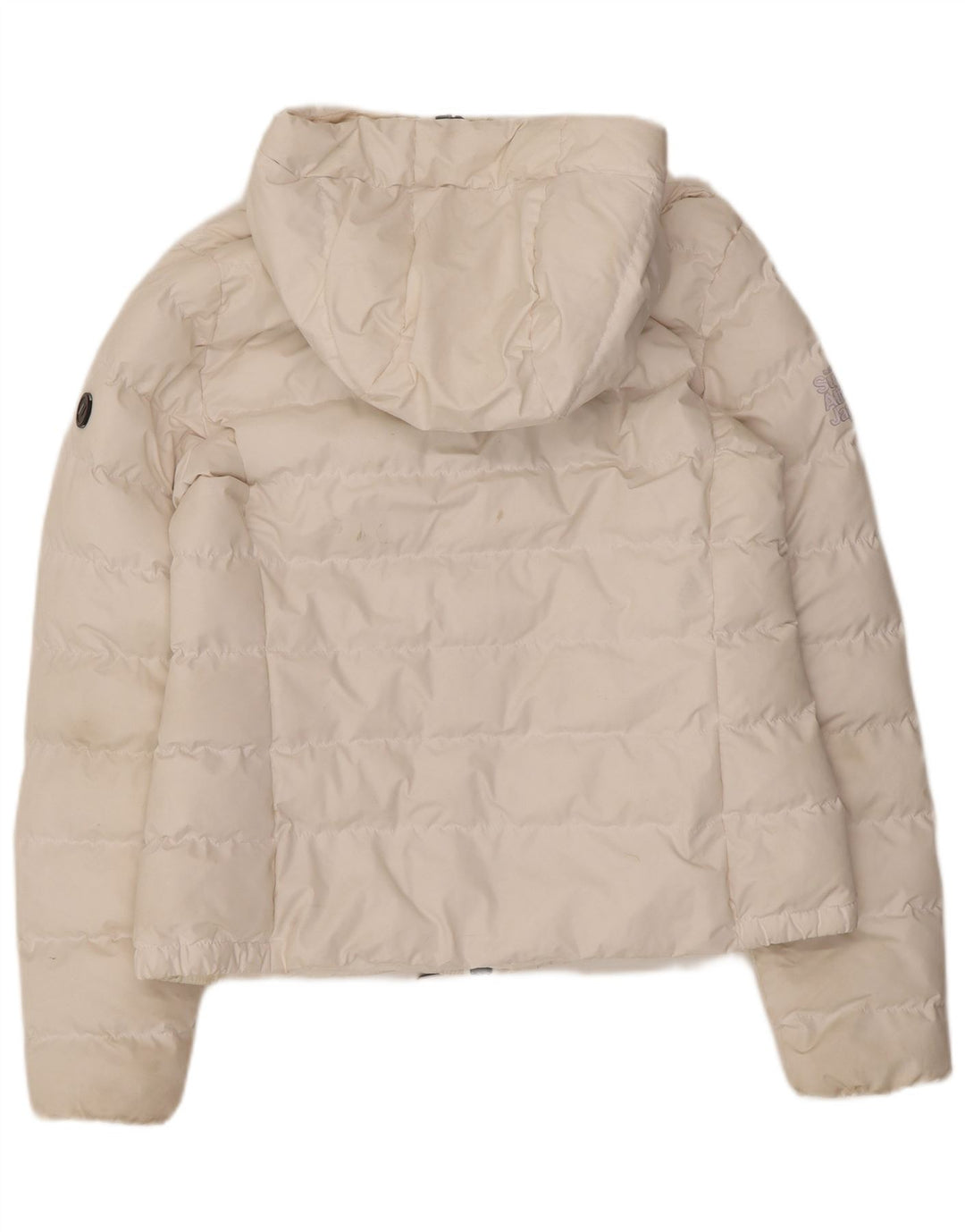 Superdry Veste matelassée à capuche pour femme UK 12 Medium Blanc Polyester