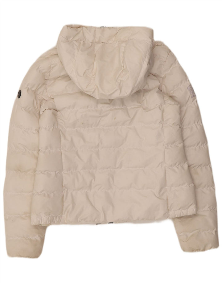 Superdry Veste matelassée à capuche pour femme UK 12 Medium Blanc Polyester