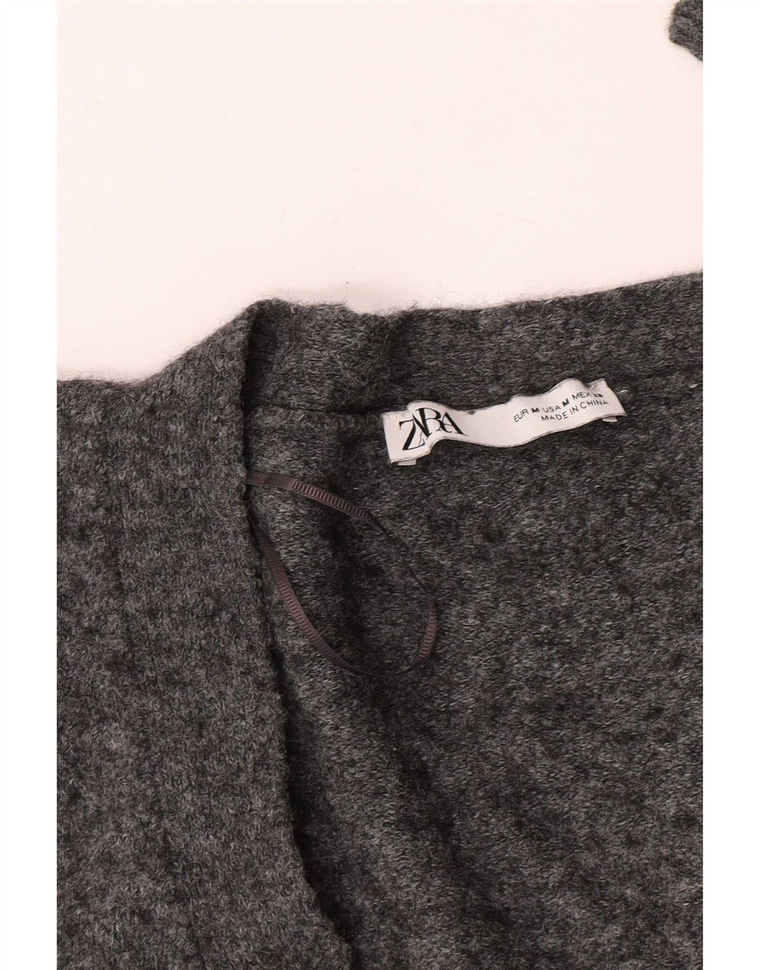 Zara Womens Crop Cardigan Sweater UK 14 Gris Moyen Moucheté