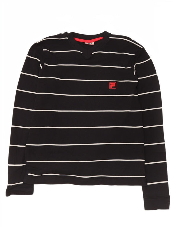 Fila Homme Regular Top Manches Longues Coton Rayé Noir Moyen