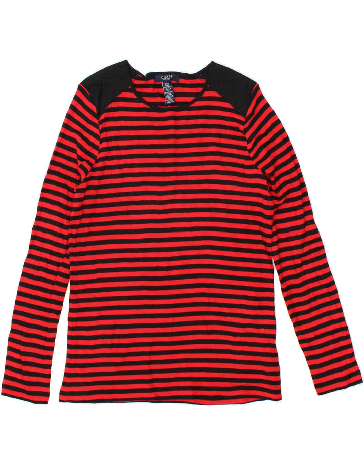CHAPS Womens Top Long Sleeve UK 14 Large Red Striped Cotton Vintage Chaps and Second-Hand Chaps from Messina Hembry 