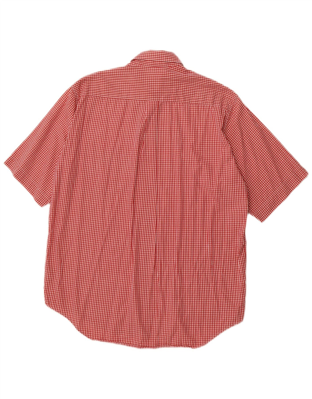 BENETTON Chemise à manches courtes homme en coton vichy rouge moyen