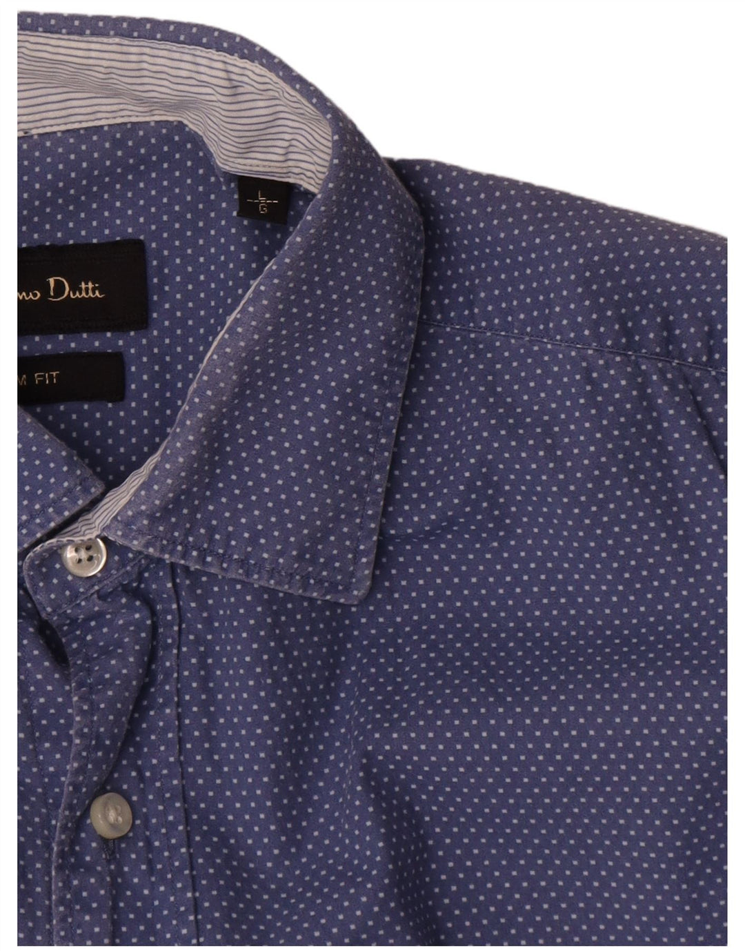 Massimo Dutti Chemise Slim Fit pour Homme en Coton à Pois Bleu Large
