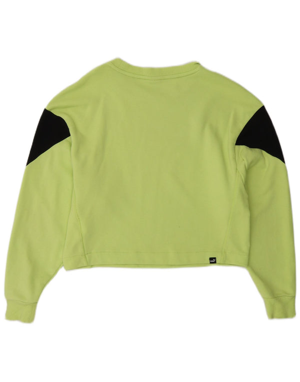 Puma Sweat-shirt court pour femme UK 10 Petit coton color block vert