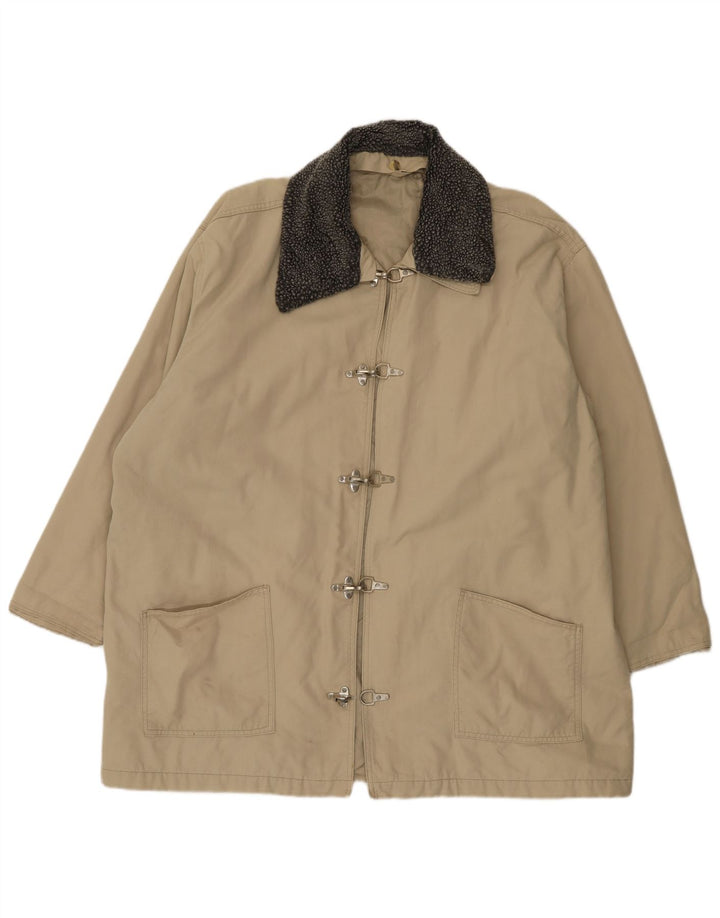 vintage Mens Duffle Jacket UK 46 3XL Coton Beige