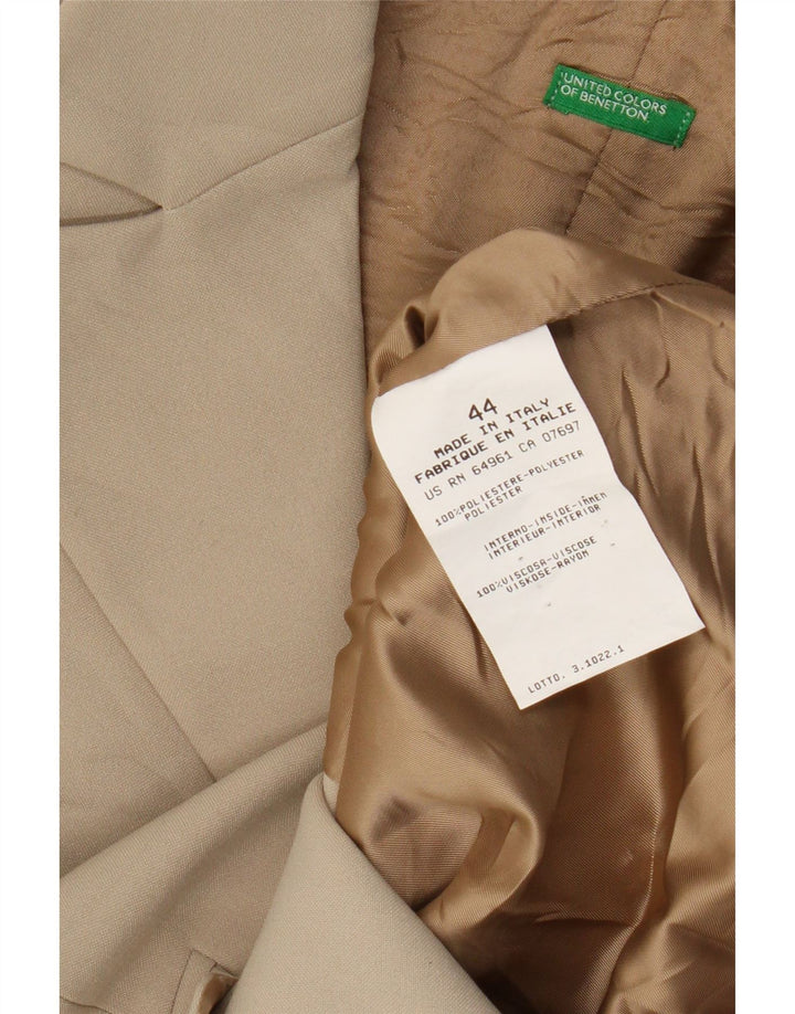 Benetton Veste Blazer 3 Boutons Femme IT 44 Beige Moyen Polyester