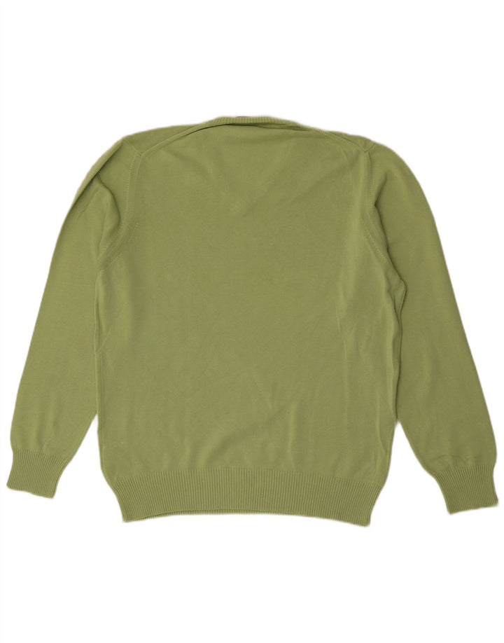 Zara Pull col V pour homme en coton vert Large