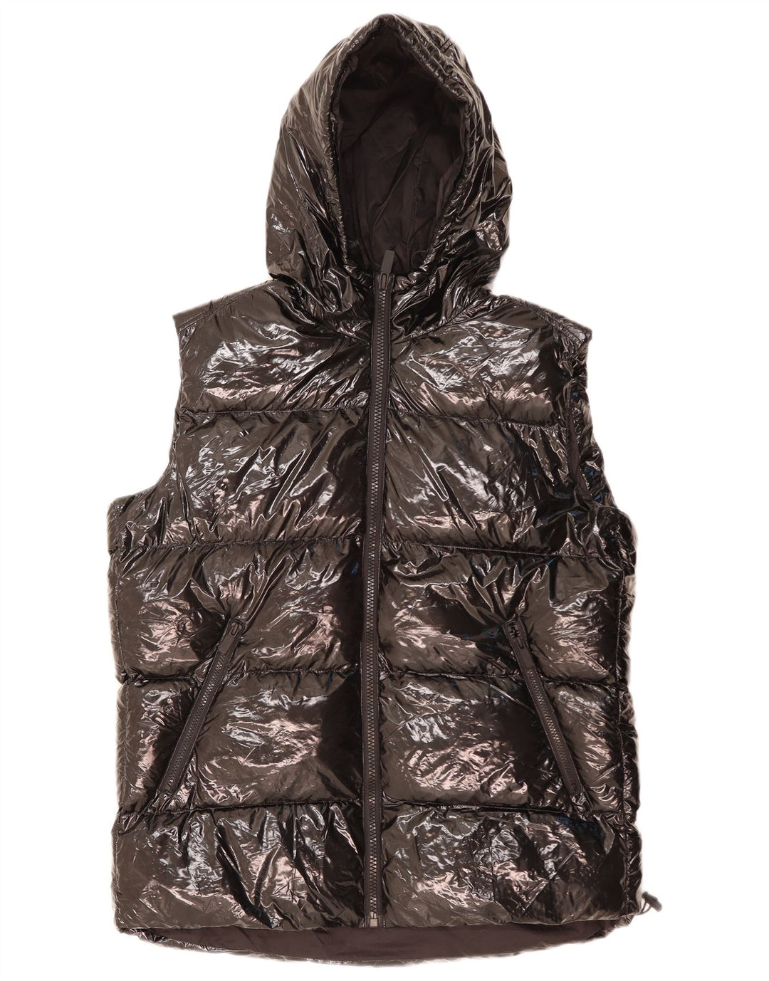 ZARA Gilet rembourré à capuche pour homme UK 38 Medium Noir Polyester