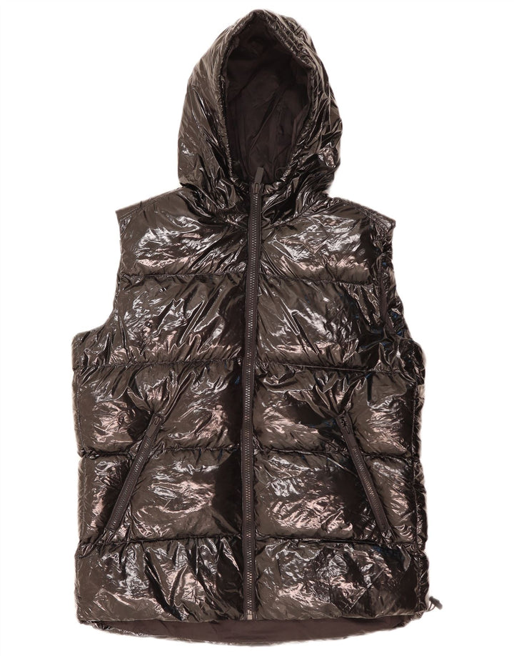 ZARA Gilet rembourré à capuche pour homme UK 38 Medium Noir Polyester