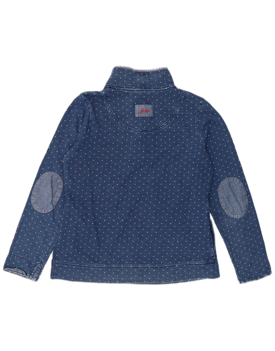 Joules Sweat-shirt à col boutonné pour femme UK 12 Bleu moyen à pois