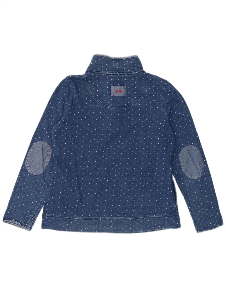Joules Sweat-shirt à col boutonné pour femme UK 12 Bleu moyen à pois