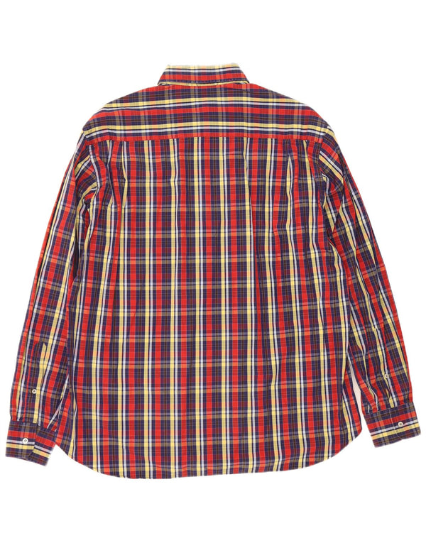 Amerigo Vespucci Mens Shirt Size 42 Large Navy Blue Check Cotton