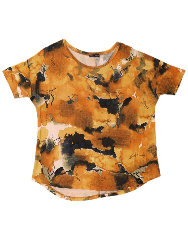 ZARA Womens Graphic T-Shirt Top UK 16 Large Orange Tie Dye Viscose