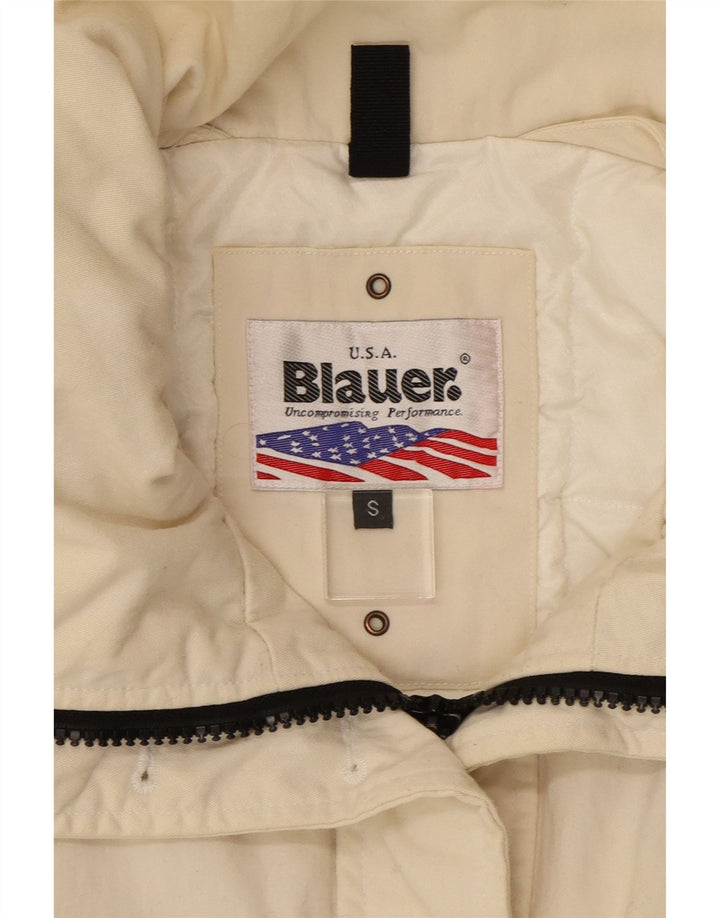 BLAUER Womens Padded Jacket UK 10 Small Off White Polyamide