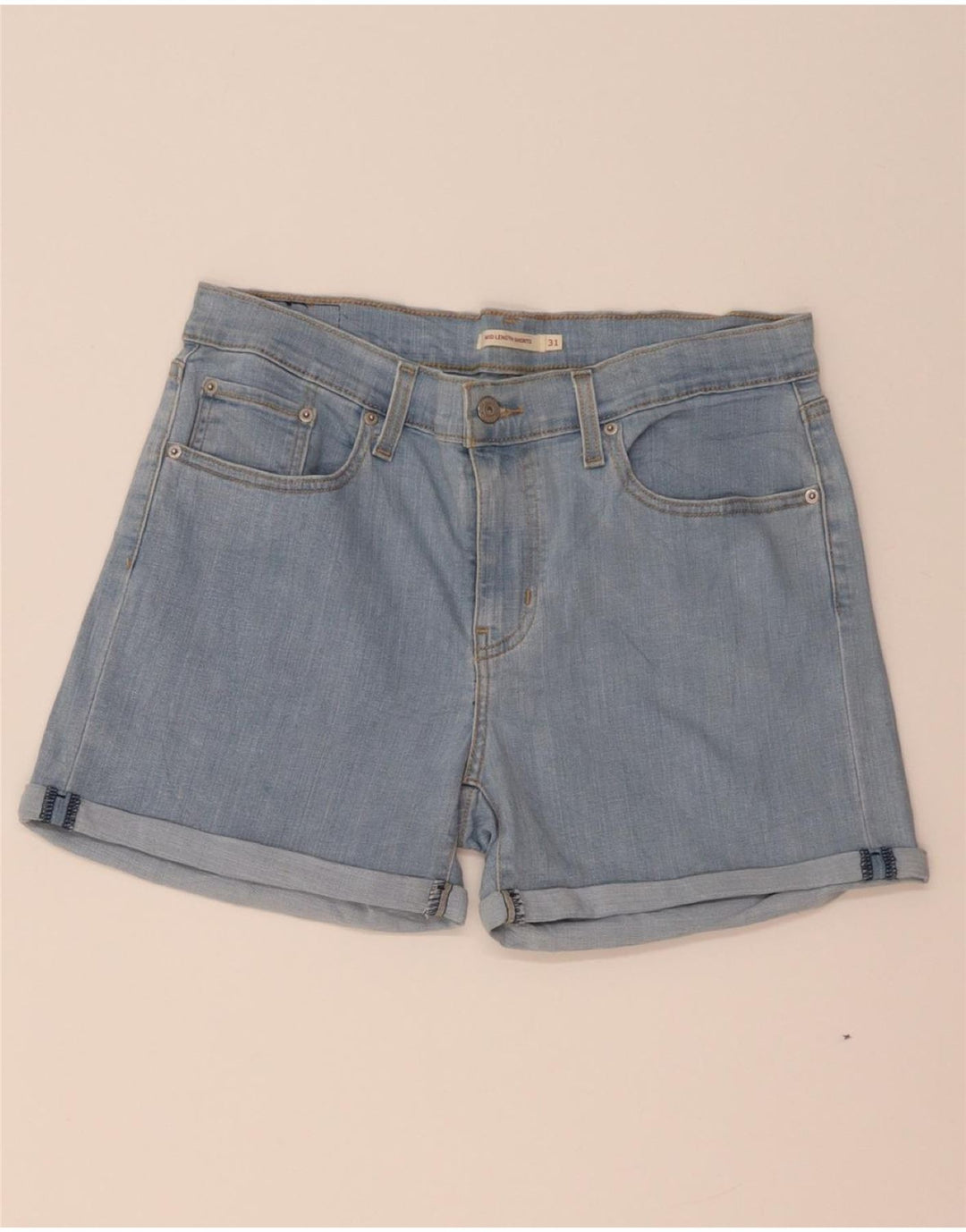 LEVI'S Short en Jean Taille Mi-Haute Femme W31 Bleu Moyen Coton