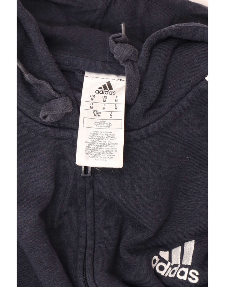 Adidas Pull à capuche zippé pour homme en coton bleu marine moyen