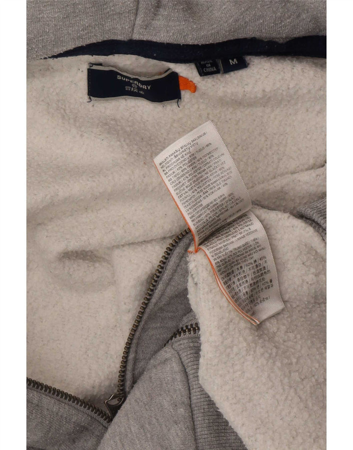 Superdry Sweat à Capuche Zippé Homme Gris Moyen Coton
