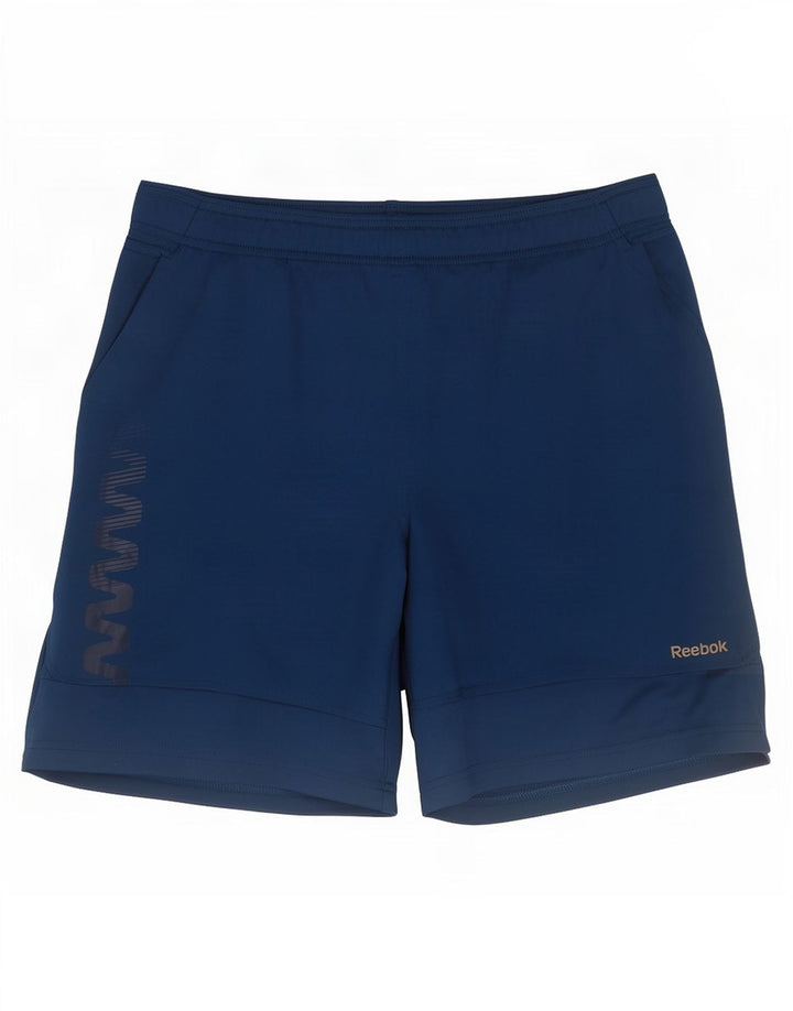 Reebok Short de Sport Graphique Homme Petit Bleu Marine Polyester