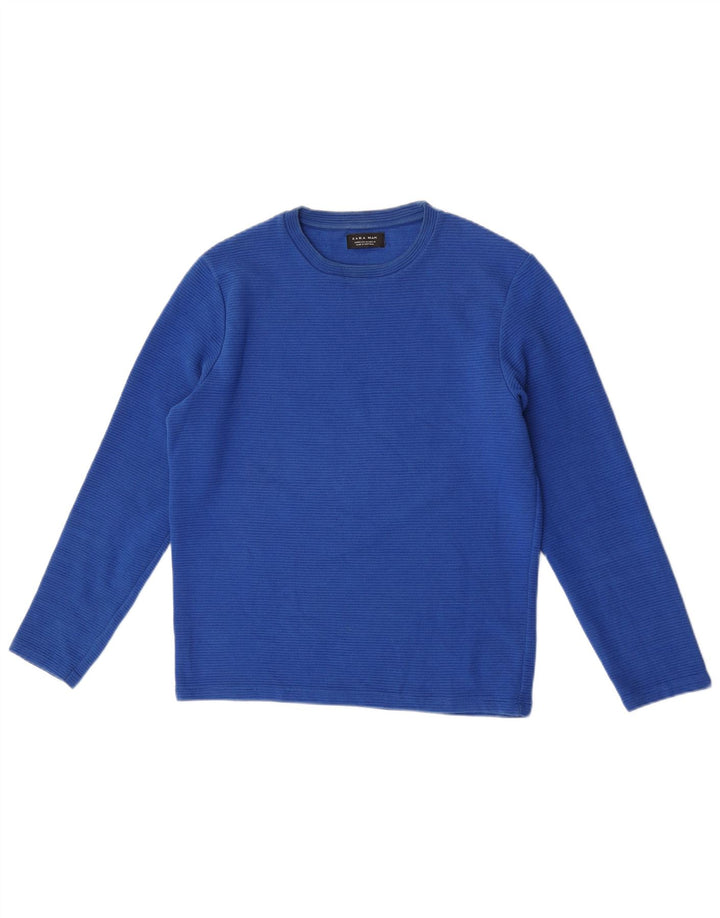 Zara Homme Top Manches Longues Bleu Moyen Coton