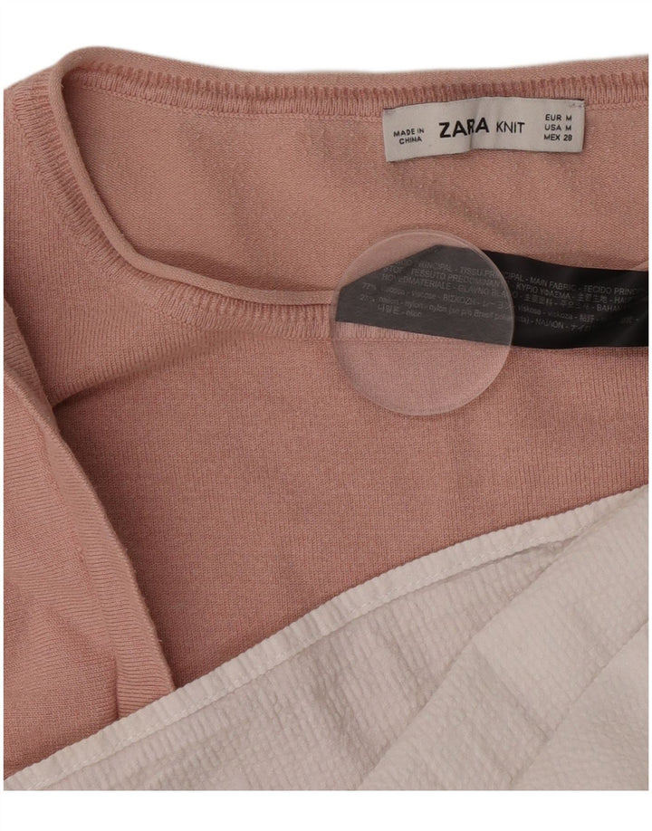 Zara Femme Chemisier Oversize Top UK 14 Rose Moyen Colorblock Viscose