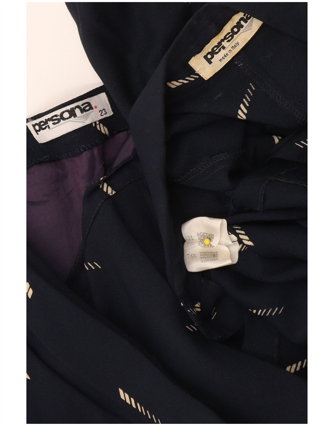 Persona Ensemble jupe 2 pièces pour femme Taille 23 Moyen W32 Bleu marine Géométrique