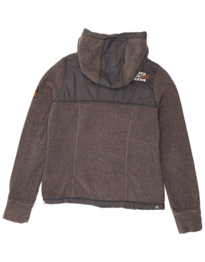 SUPERDRY Veste polaire de randonnée à capuche pour femme UK 10 Small Gris Polyester