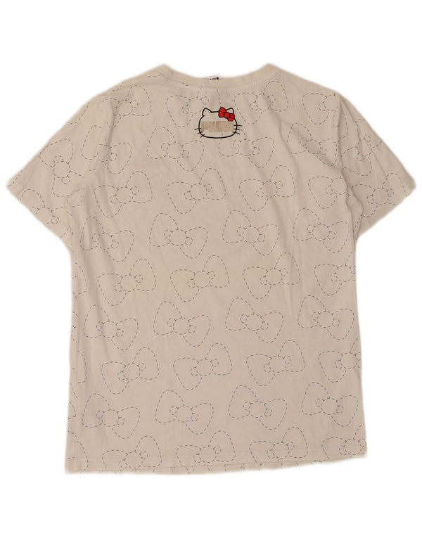 Puma T-shirt graphique pour femme UK 14 en coton blanc moyen