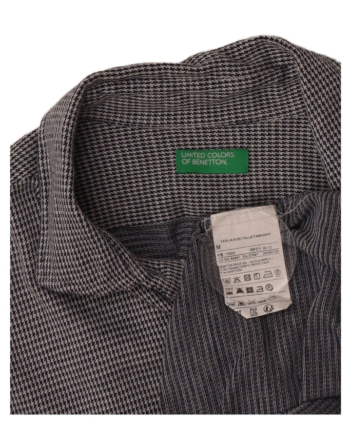 Benetton Chemise Homme Gris Moyen Pied-de-Poule Coton