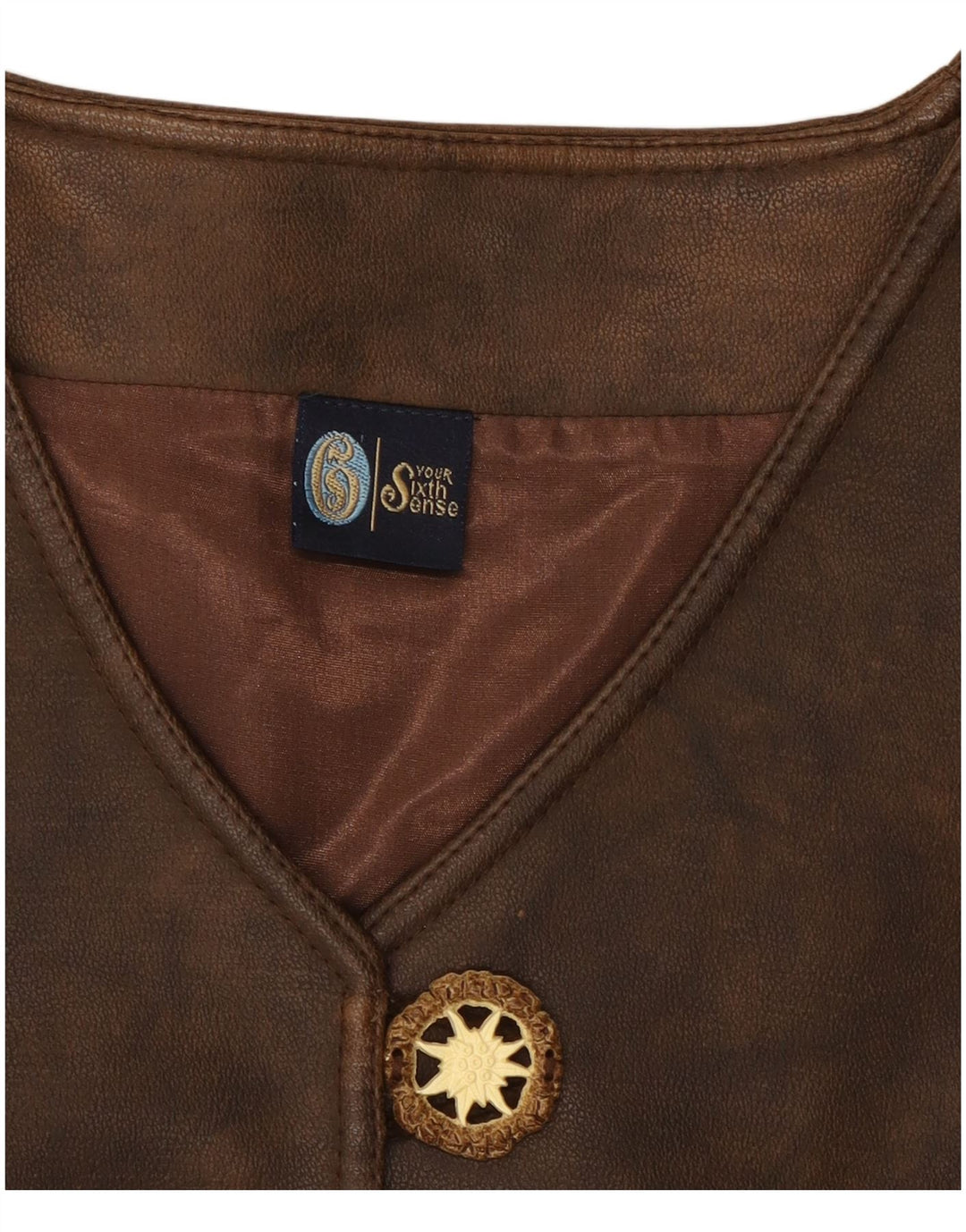 YOUR SIXTH SENSE Gilet en cuir pour femme UK 18 XL Marron