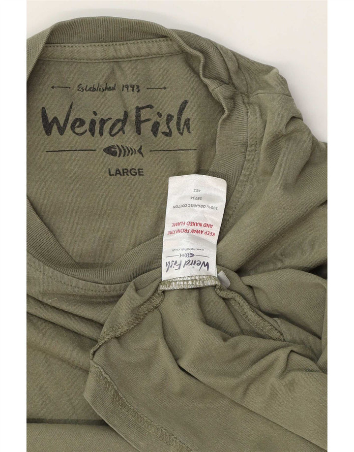 Weird Fish T-Shirt graphique pour hommes, grand coton kaki