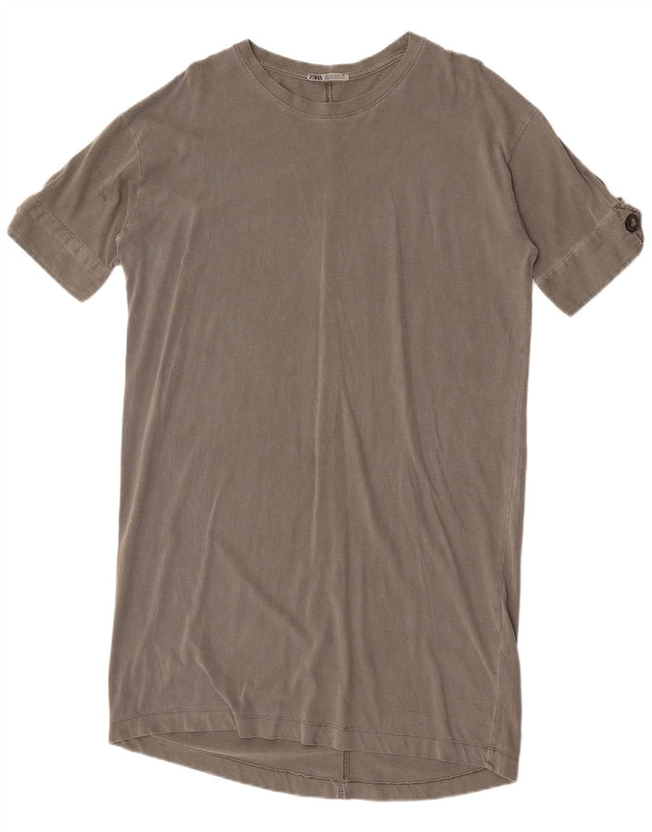 Zara Robe T-Shirt Femme UK 14 Gris Moyen