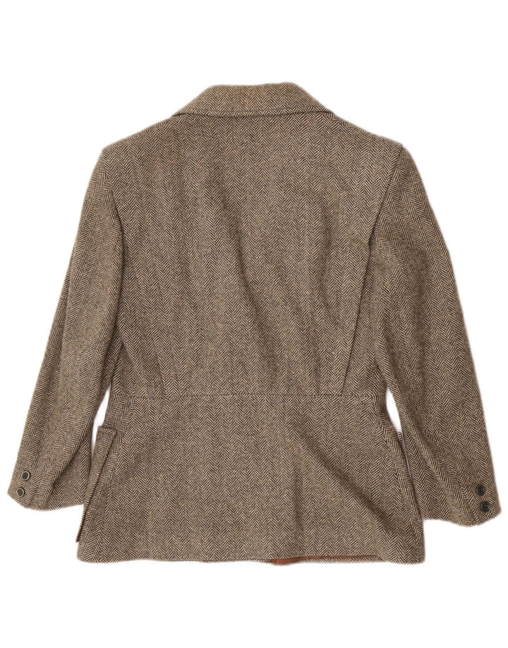 vintage Femme Blazer Veste UK 12 Moyen Vert Herringbone Classique