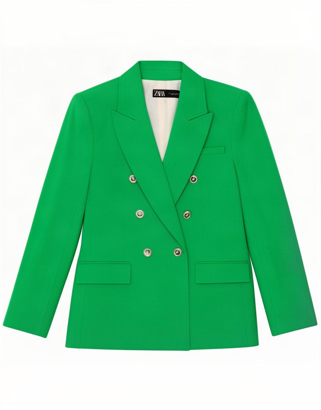Zara Veste Blazer Double Boutonnage Femme UK 10 Petit Vert Polyester