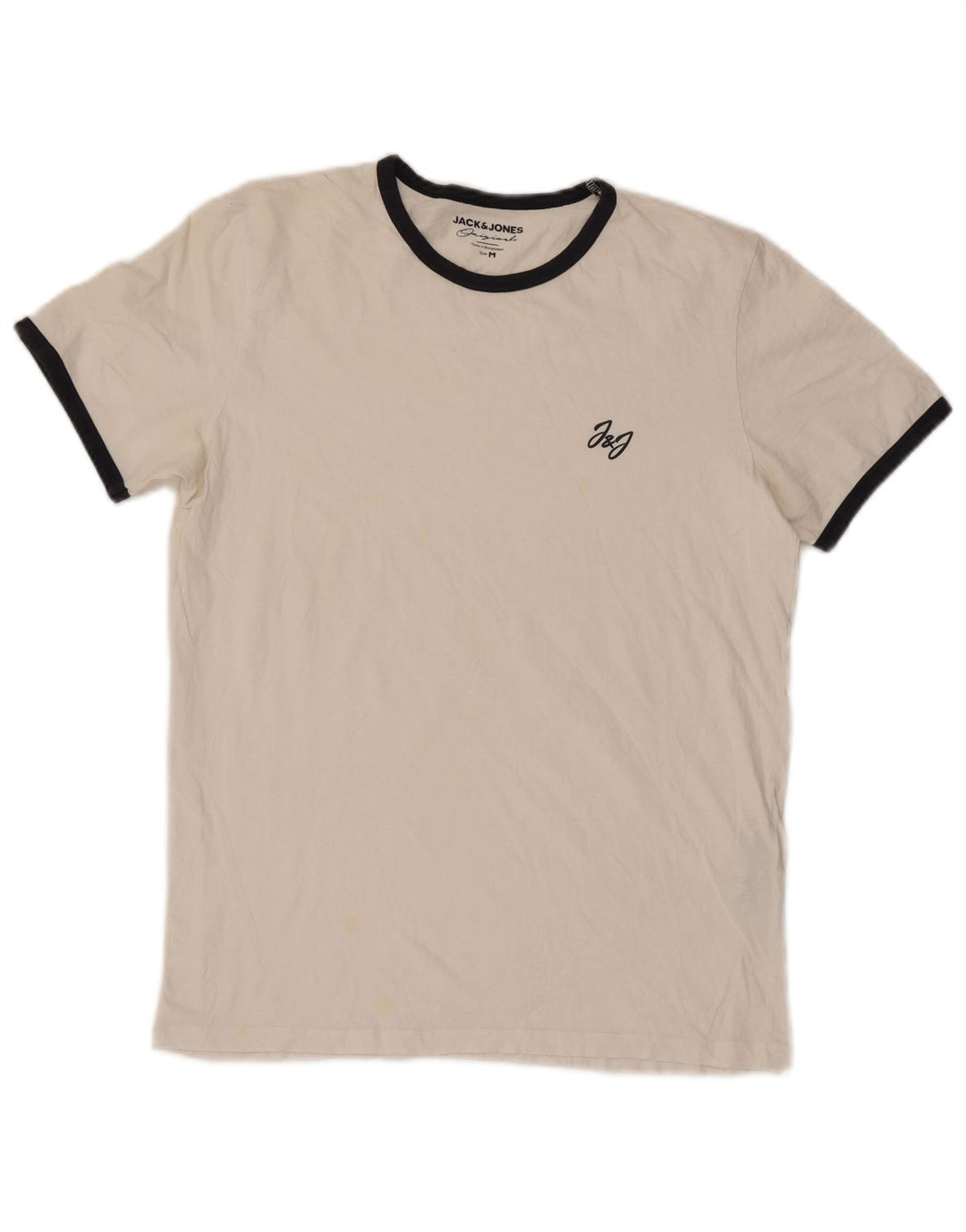 Jack & Jones T-Shirt Homme Blanc Rayé Coton Moyen